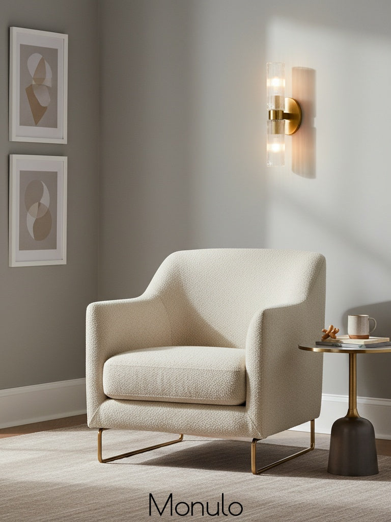Rivora Ribbed Glass Tube Double Wall Lamp – Contemporary Wall Lighting for Entryway | Esilora