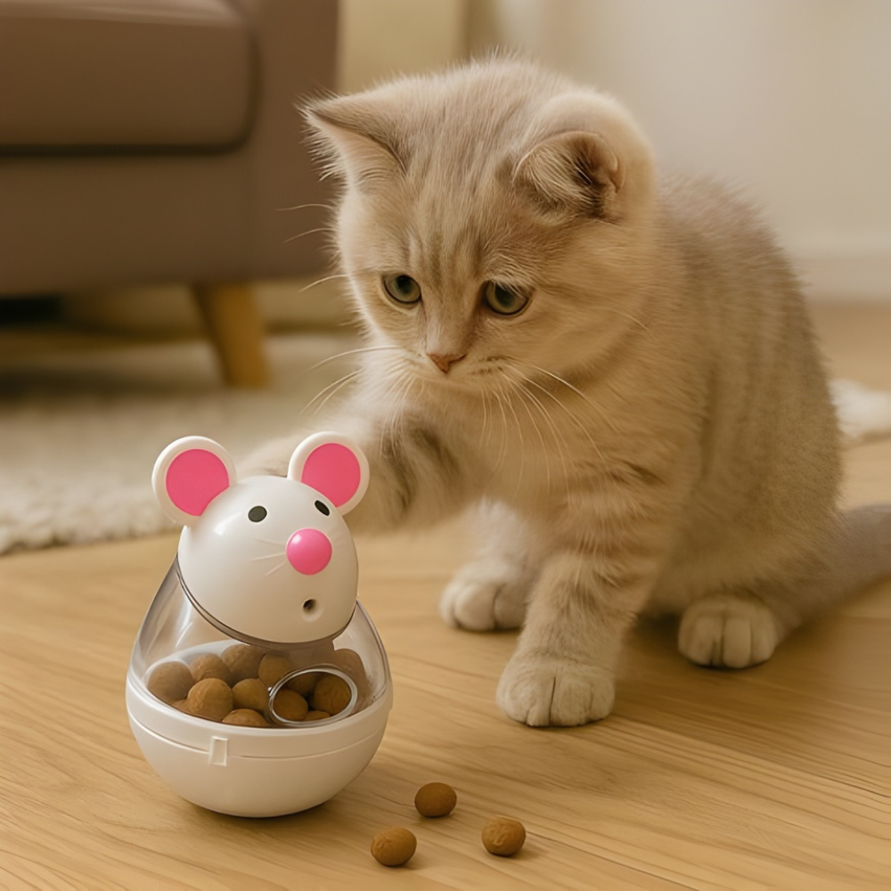 RollNibble Rolling Cat Treat Feeder Bowl — Kibble Dispenser