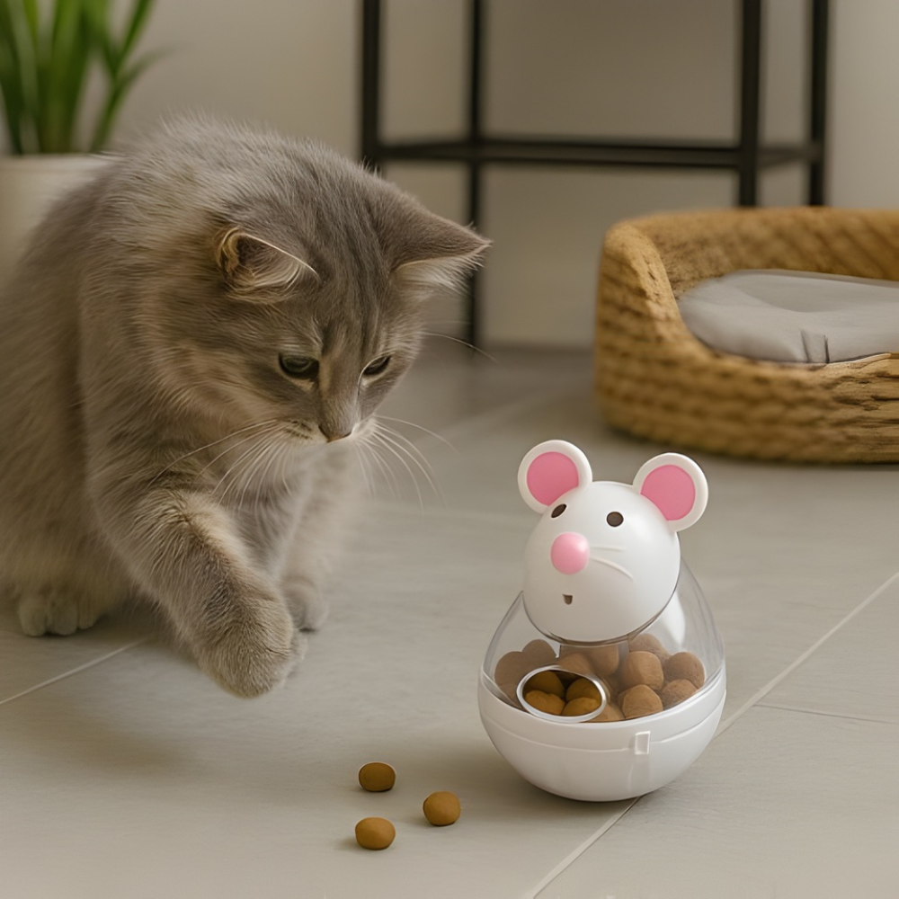 RollNibble Rolling Cat Treat Feeder Bowl — Kibble Dispenser