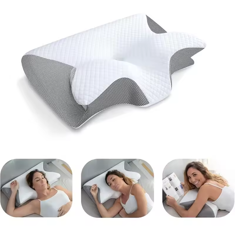 Oreiller cervical à mémoire de forme à double fonction pour un soutien orthopédique réglable du cou