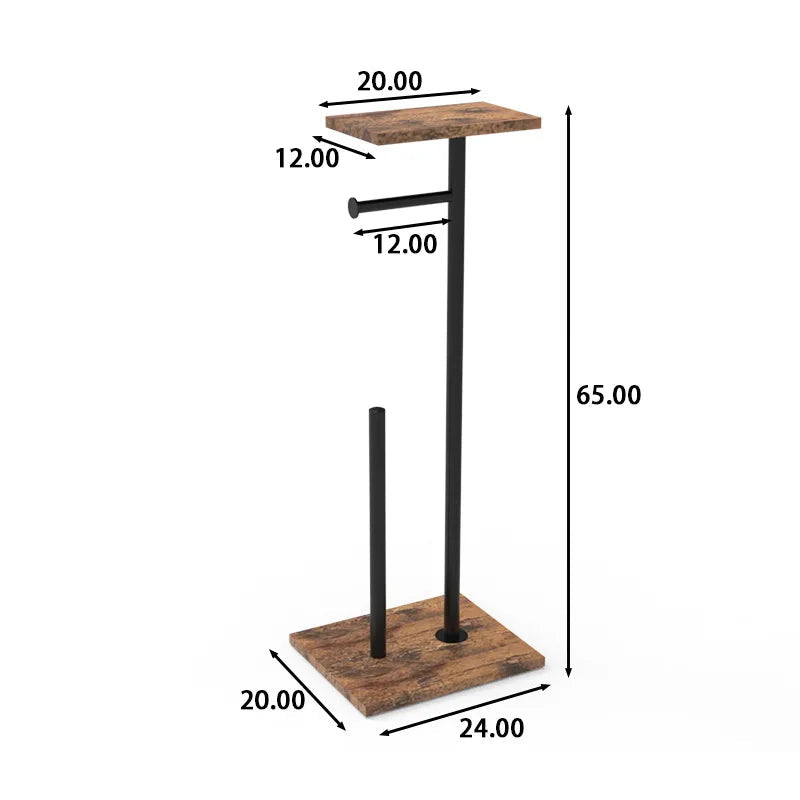 Porte-papier toilette avec étagère – Design en bois et métal - Esilora