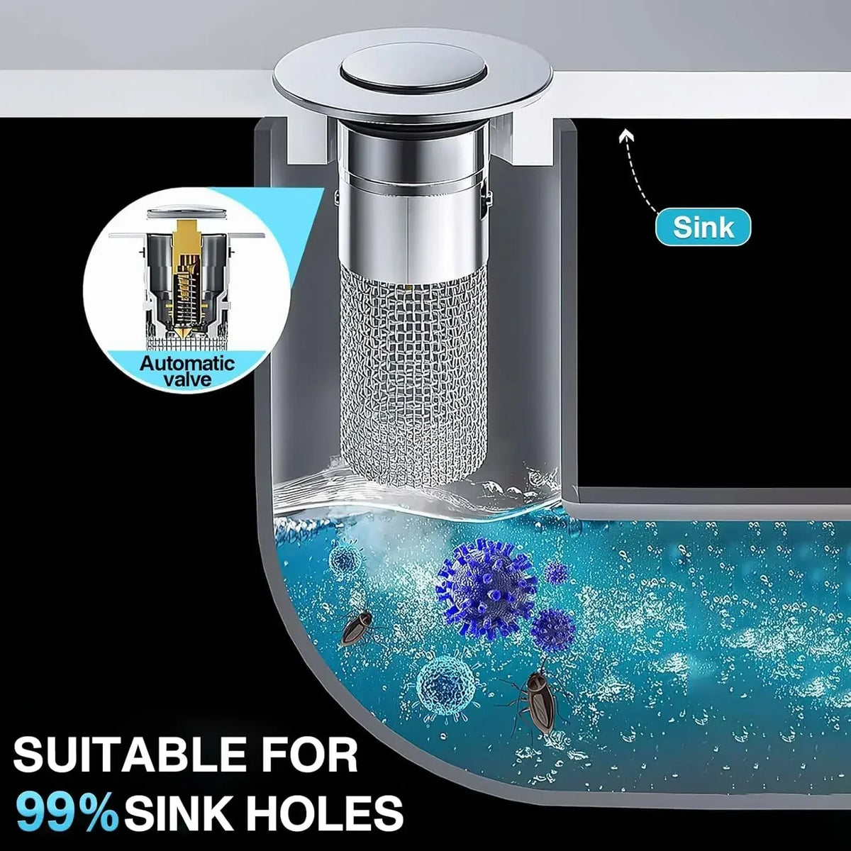 Durable Drain Stopper for Bathroom Sink and Shower Protection