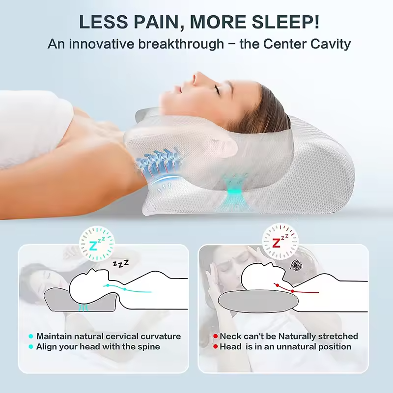 Oreiller cervical à mémoire de forme à double fonction pour un soutien orthopédique réglable du cou