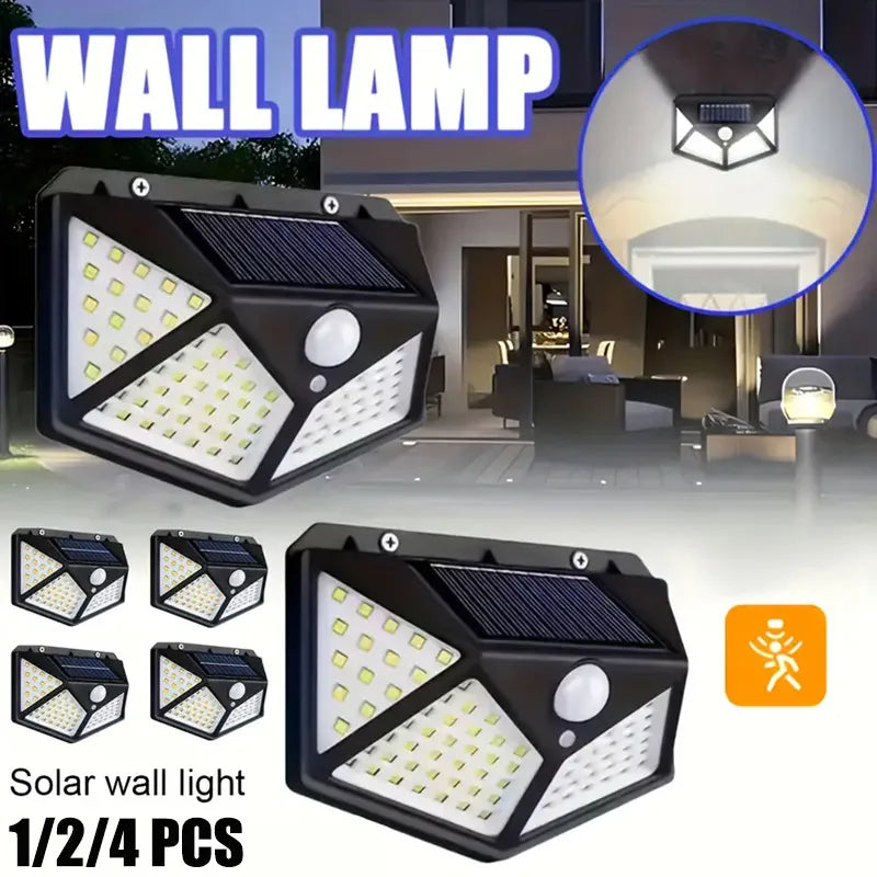 Luz solar de pared para exteriores con 100 LED y sensor de movimiento - Esilora