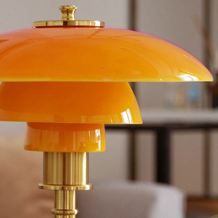 Retro Glass Table Lamp — Brass Base, Classic Design