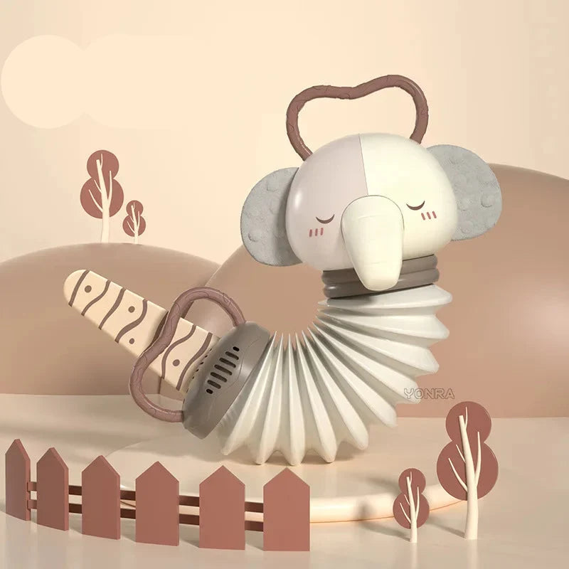 Baby 2-i-1 harmonikarangle — dyreform, bløde lyde