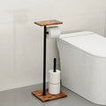 Porte-papier toilette avec étagère – Design en bois et métal - Esilora