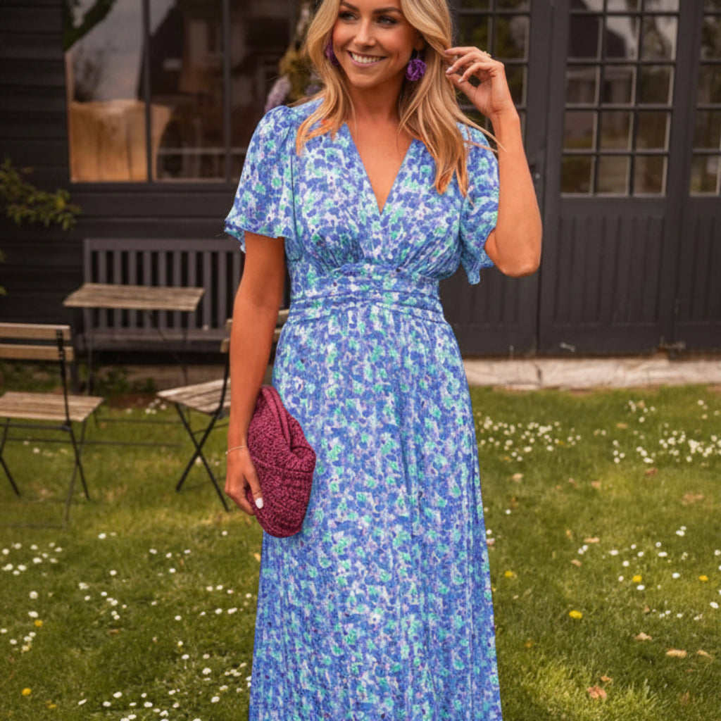 Vestido comprido floral de corte descontraído para mulher