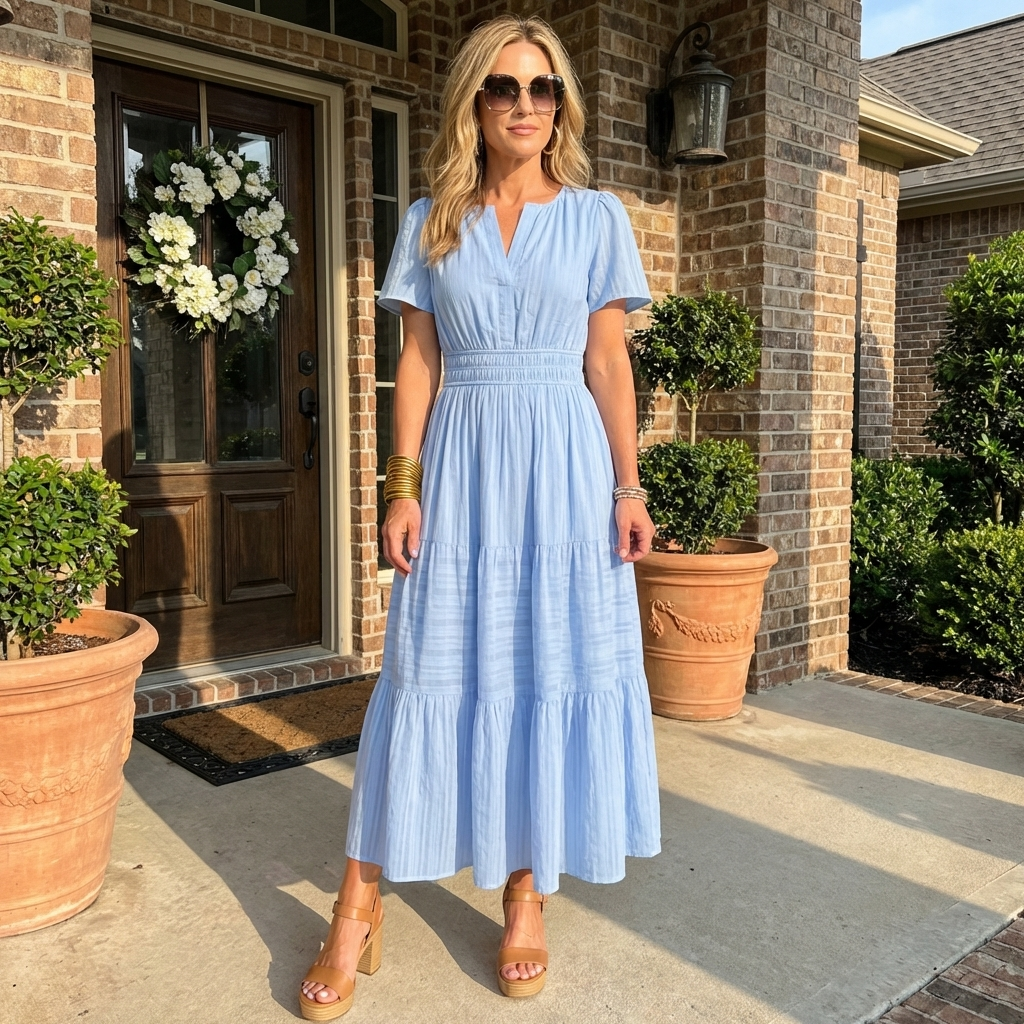 Vestido comprido casual de corte direito para mulher — silhueta longa de verão