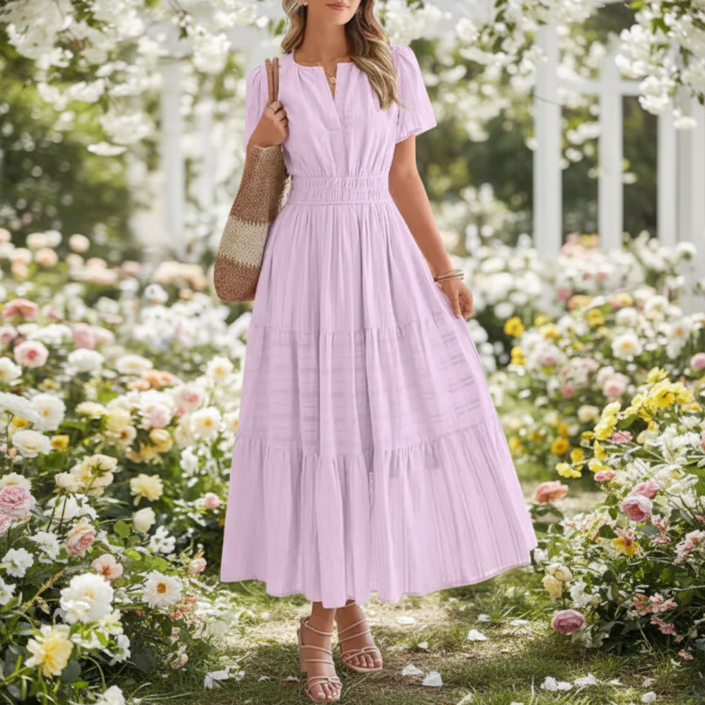 Vestido comprido casual de corte direito para mulher — silhueta longa de verão