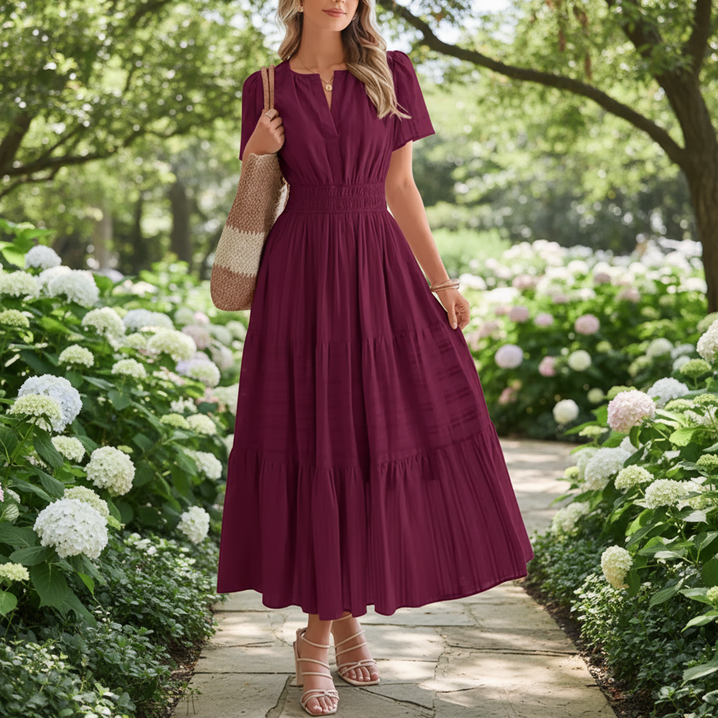 Vestido comprido casual de corte direito para mulher — silhueta longa de verão