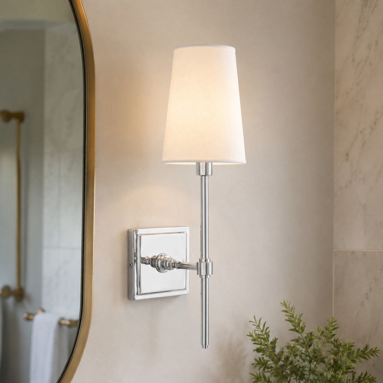 Rowan Elegant White-Linen Shade Wall Lamp – Retro Metal Wall Light for Bedroom & Hallway | Esilora