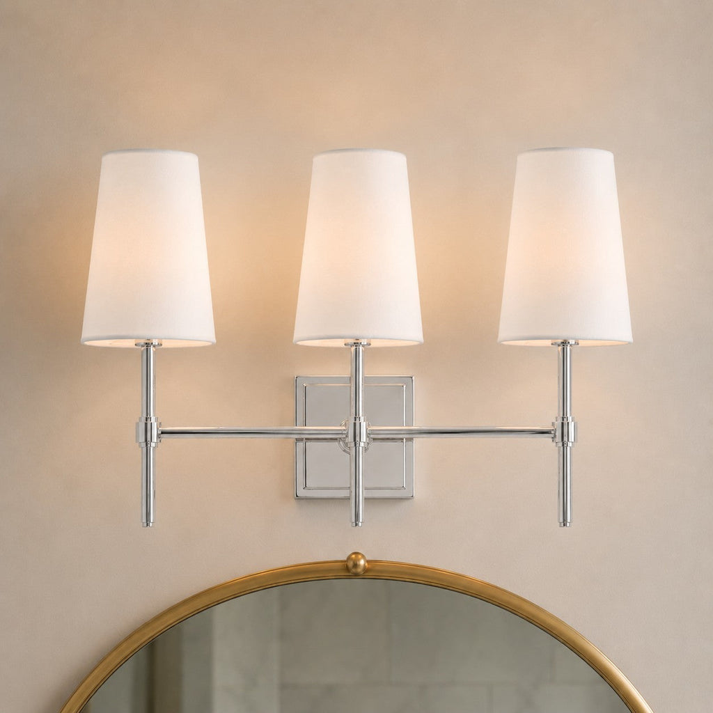 Rowan Elegant White-Linen Shade Wall Lamp – Retro Metal Wall Light for Bedroom & Hallway | Esilora