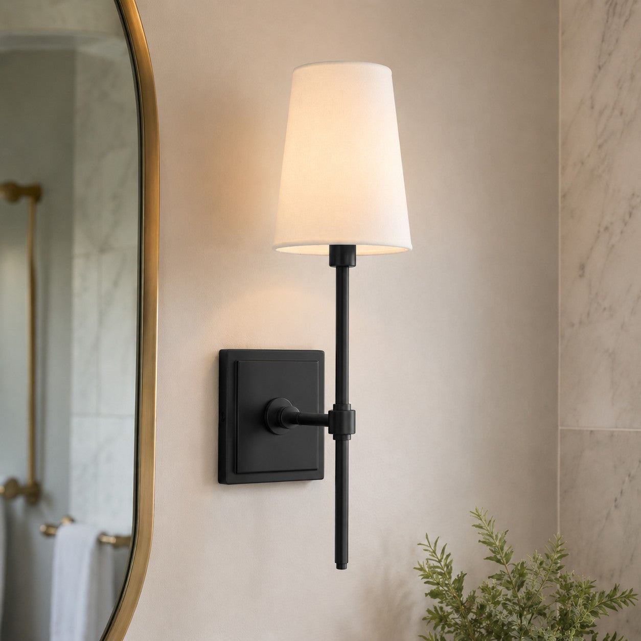 Rowan Elegant White-Linen Shade Wall Lamp – Retro Metal Wall Light for Bedroom & Hallway | Esilora