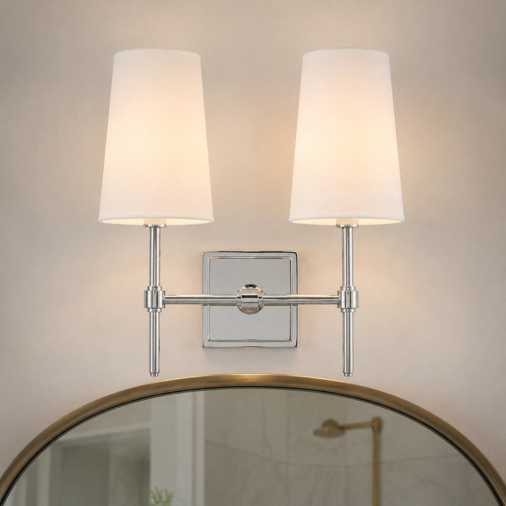 Rowan Elegant White-Linen Shade Wall Lamp – Retro Metal Wall Light for Bedroom & Hallway | Esilora