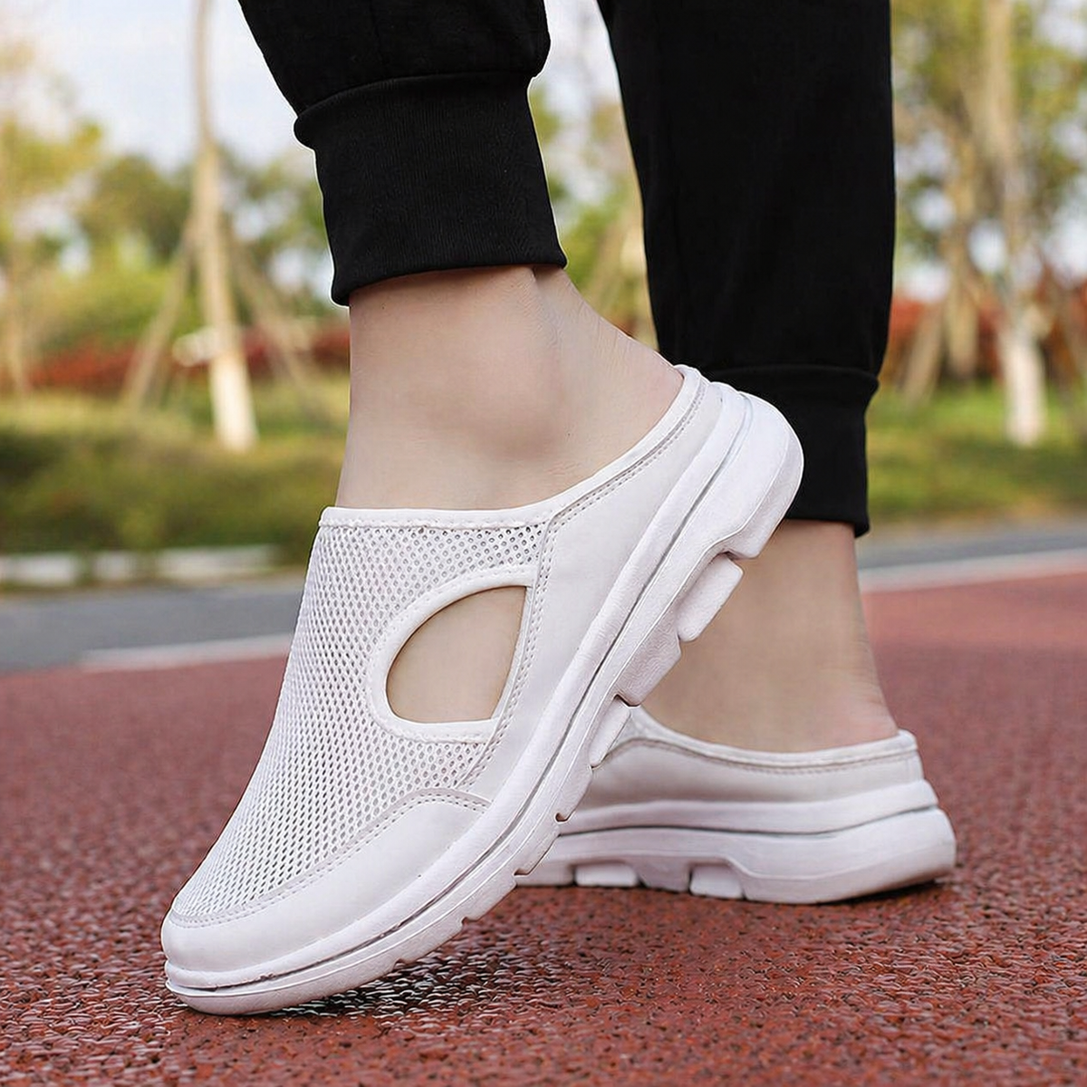 Stödjande slip-on-sneakers — ventilerande luftflöde, konturformad yttersula