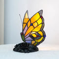 Vintage vlinder-tafellamp van glas-in-lood