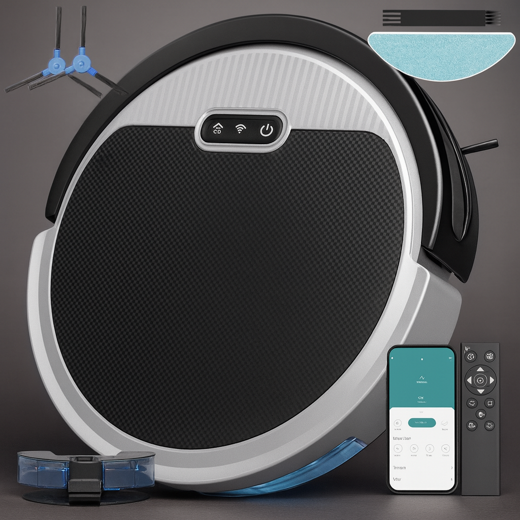 Smart appstyrd robotdammsugare — samtidig dammsugning och moppning, dubbelverkande design