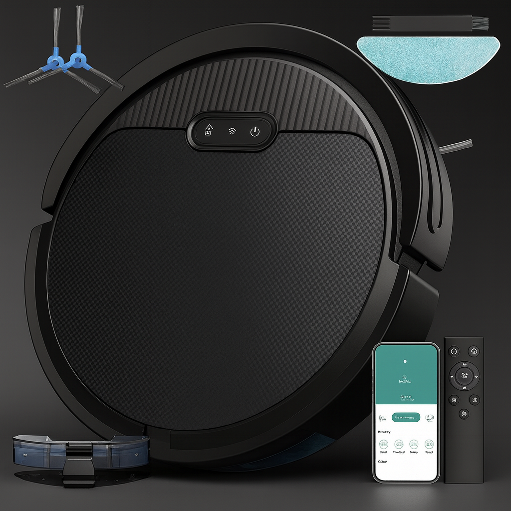 Smart appstyrd robotdammsugare — samtidig dammsugning och moppning, dubbelverkande design