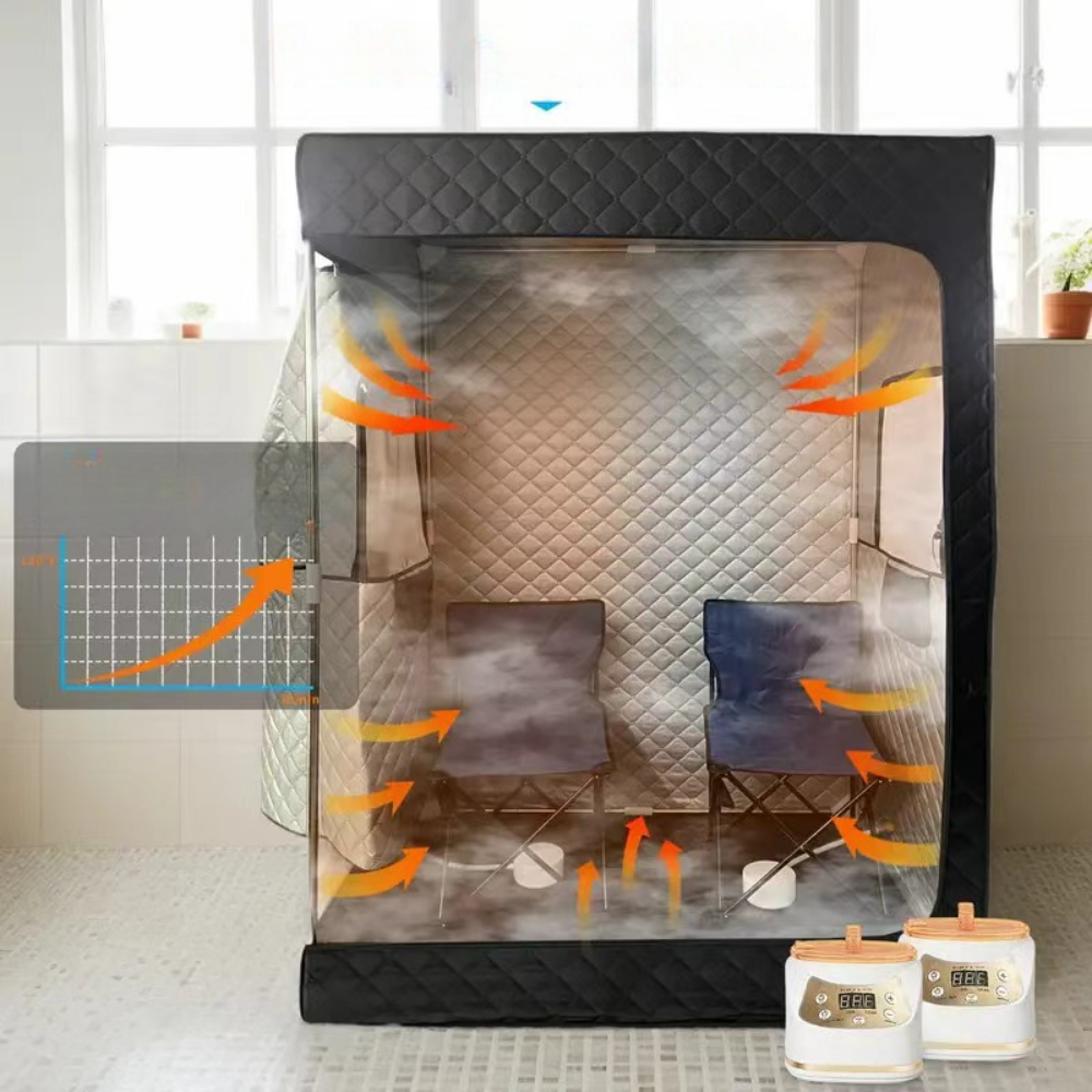 Tenda de sauna a vapor portátil — Design de câmara dupla, gerador integrado