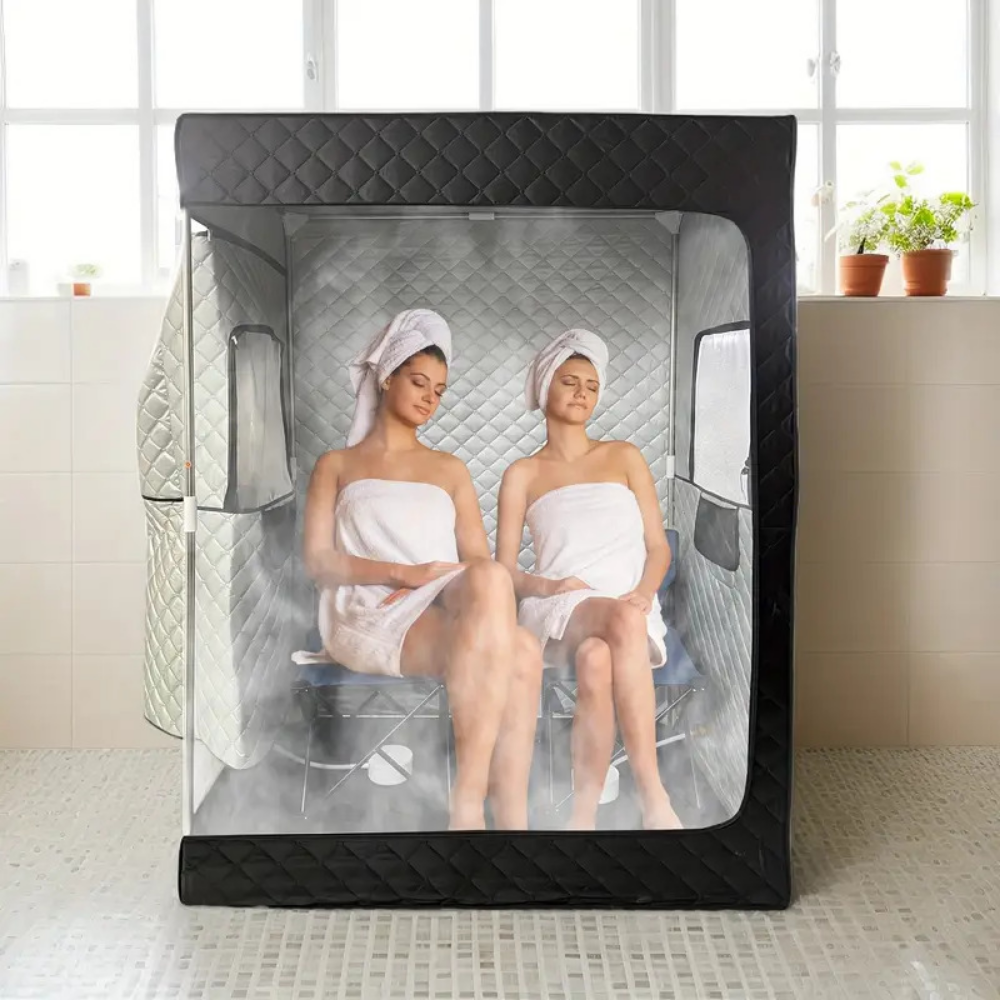 Tenda de sauna a vapor portátil — Design de câmara dupla, gerador integrado