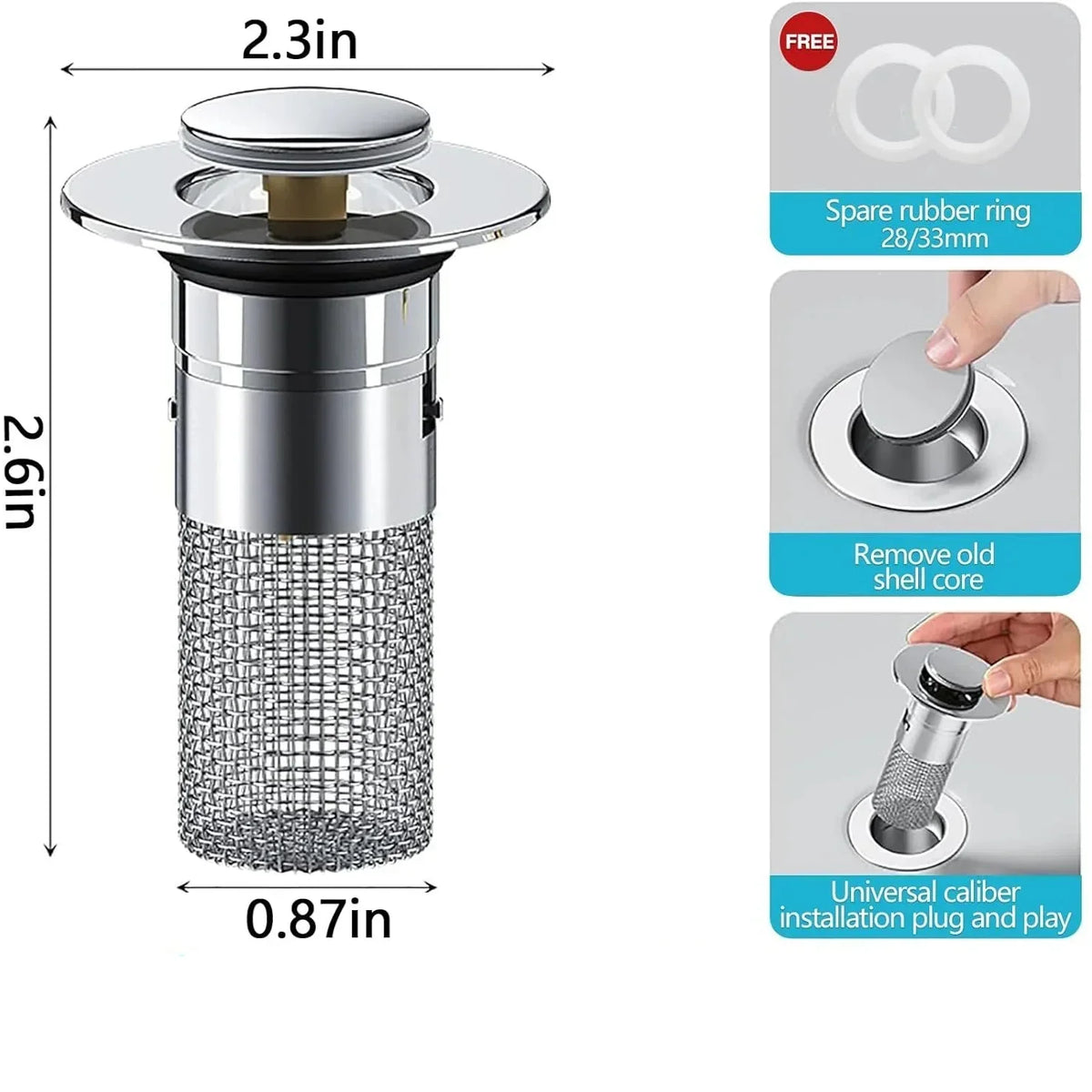 Durable Drain Stopper for Bathroom Sink and Shower Protection