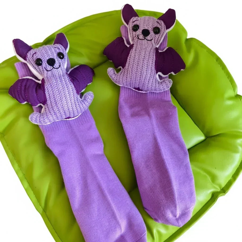 גרבי בית CozyNest להירגעות בבית, עם עיטור תלת־ממדי של חיה וסוליה מונעת החלקה