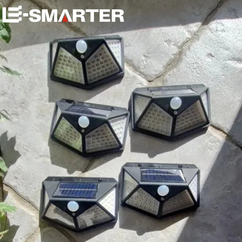 Luz solar de pared para exteriores con 100 LED y sensor de movimiento - Esilora