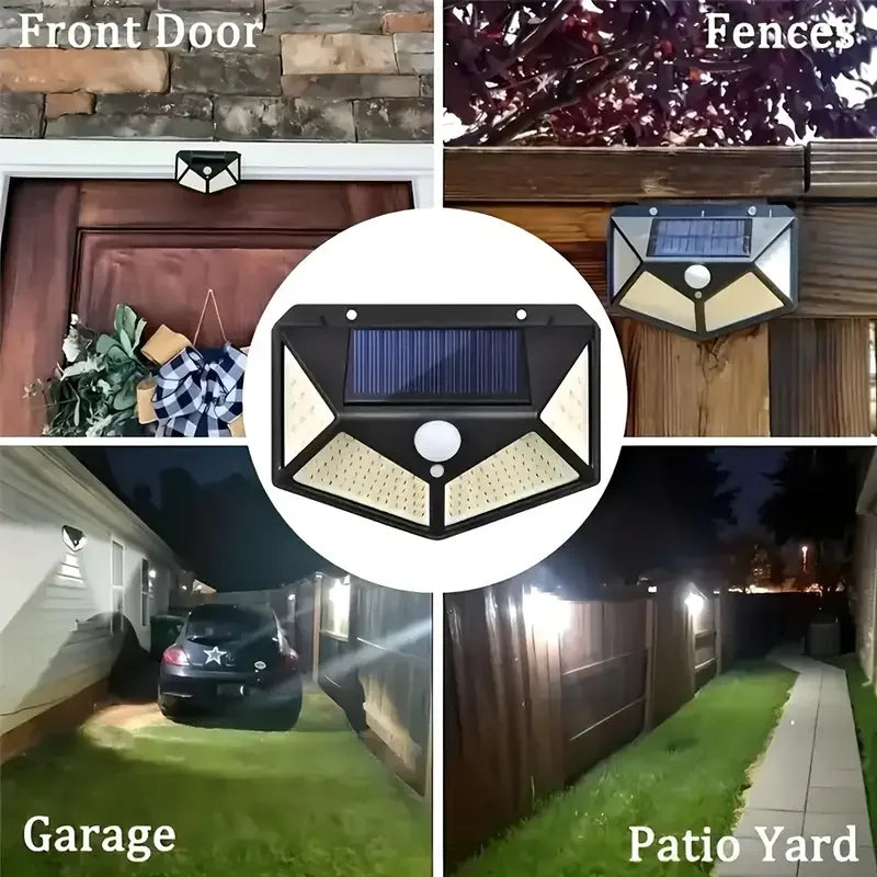 Luz solar de pared para exteriores con 100 LED y sensor de movimiento - Esilora