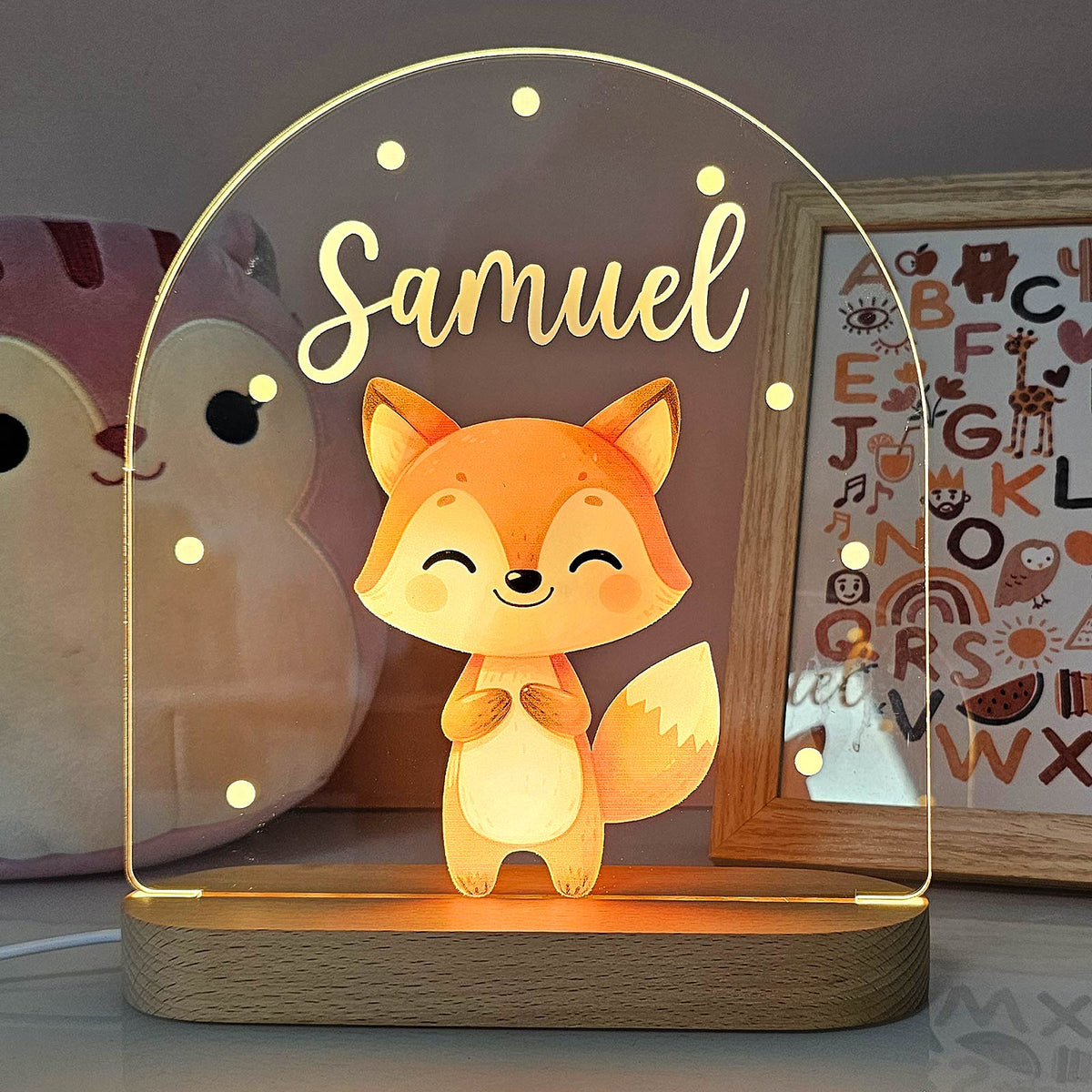 Lampă de veghe personalizată din acril, cu animal — nume gravat la comandă, lumină blândă