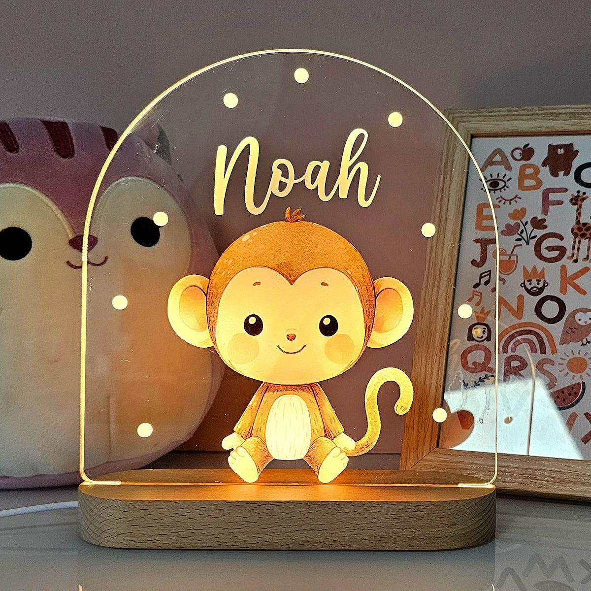 Lampă de veghe personalizată din acril, cu animal — nume gravat la comandă, lumină blândă