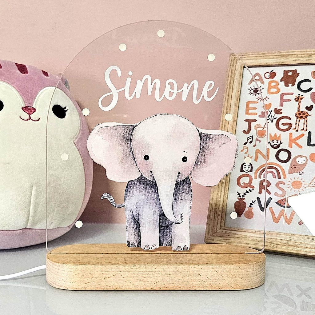 Lampă de veghe personalizată din acril, cu animal — nume gravat la comandă, lumină blândă