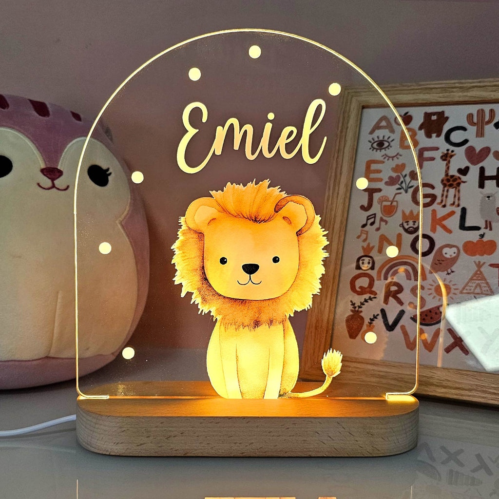 Lampă de veghe personalizată din acril, cu animal — nume gravat la comandă, lumină blândă
