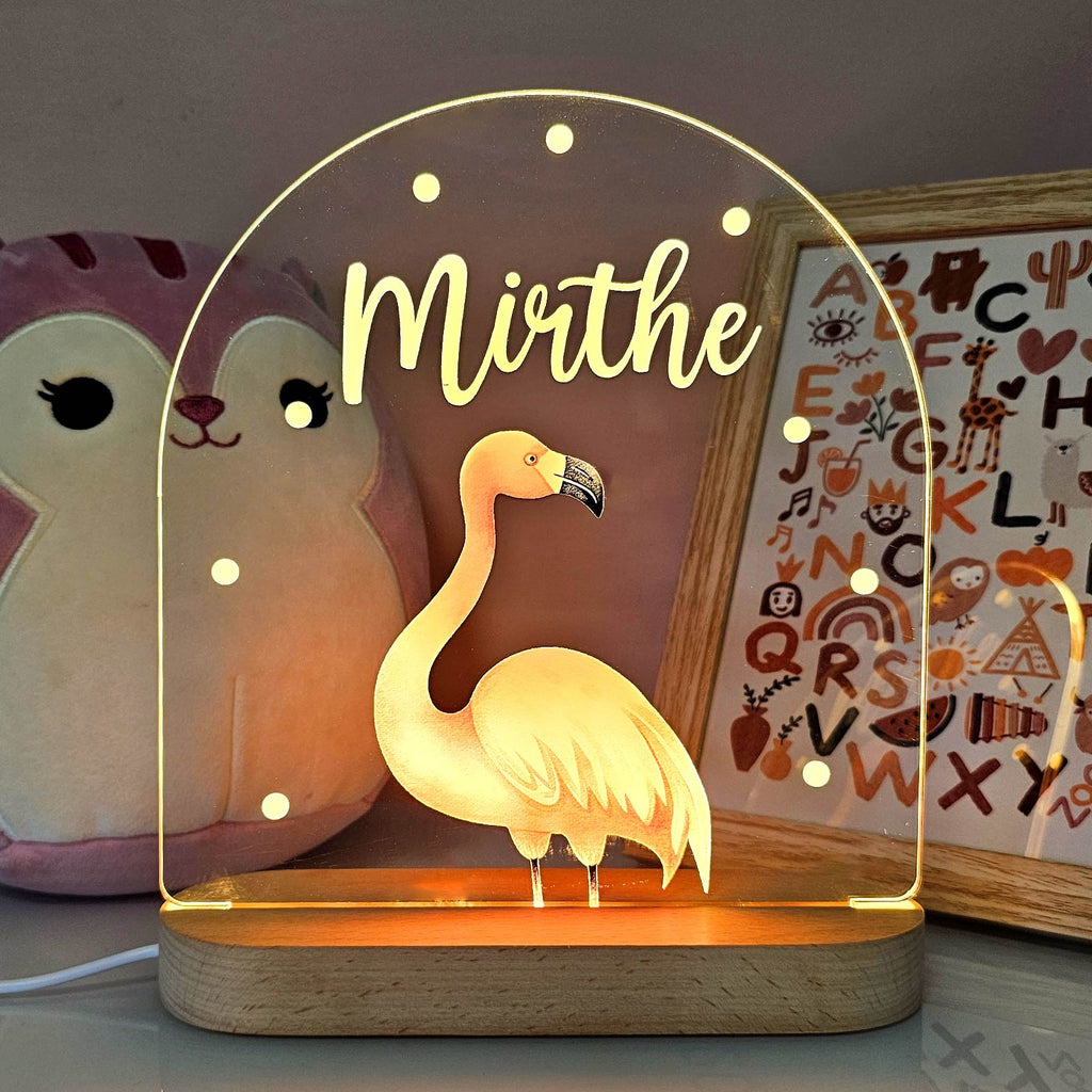 Lampă de veghe personalizată din acril, cu animal — nume gravat la comandă, lumină blândă