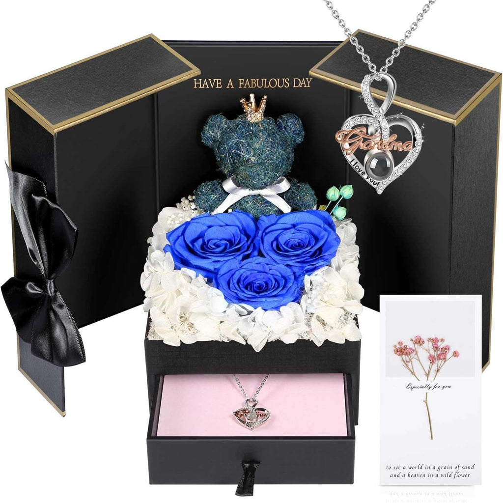 Collier orné d’une rose — Coffret de bijoux prêt à offrir