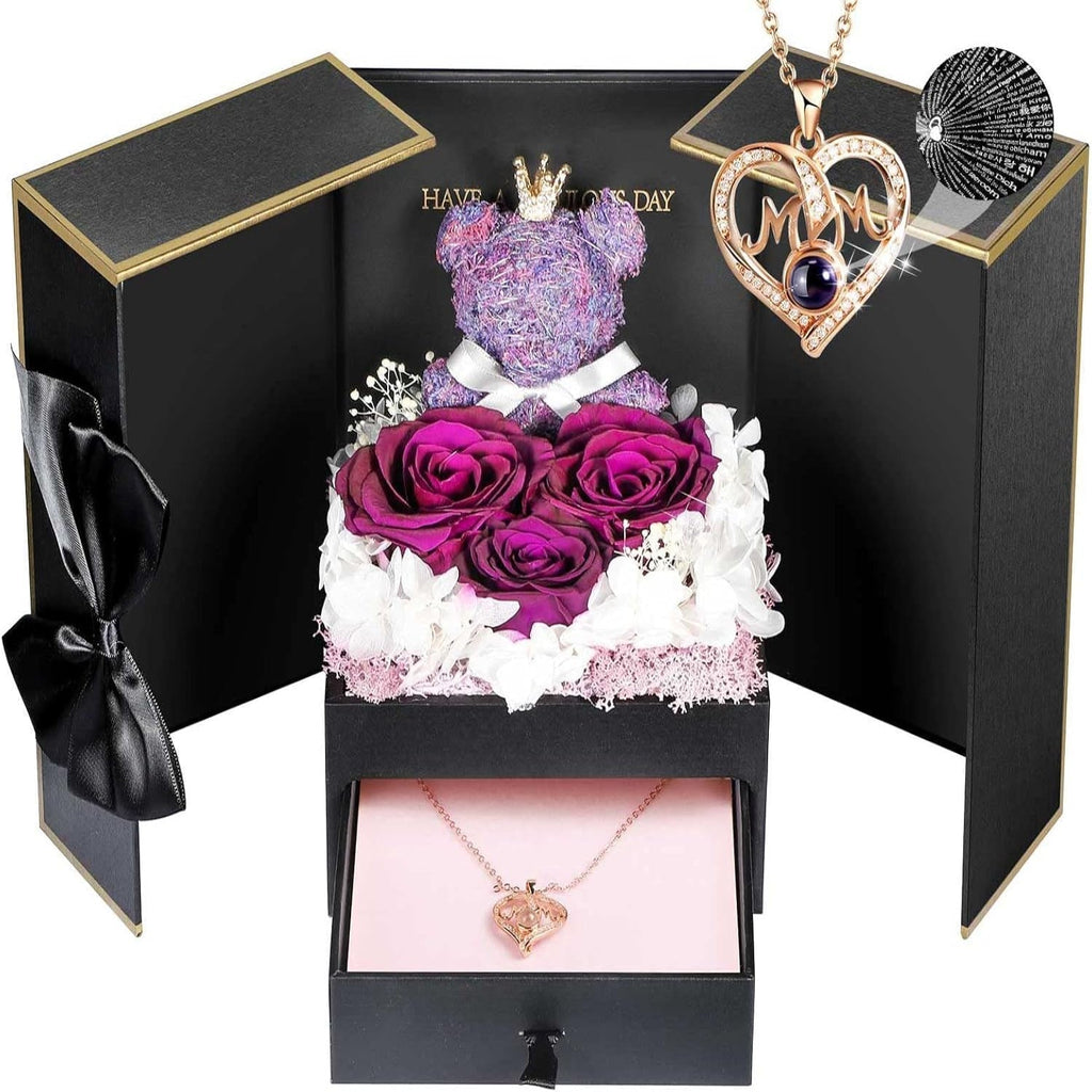 Collier orné d’une rose — Coffret de bijoux prêt à offrir