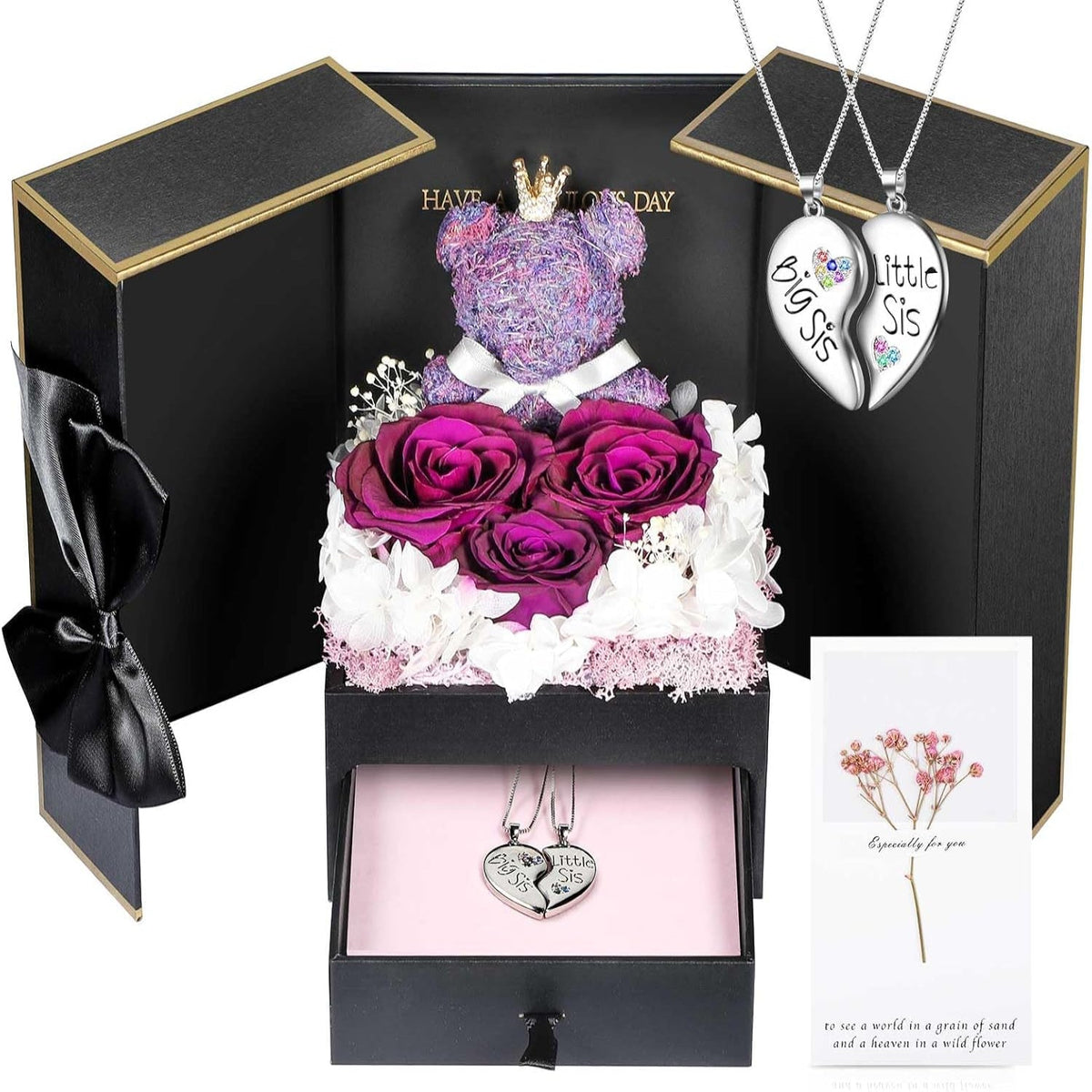 Collier orné d’une rose — Coffret de bijoux prêt à offrir
