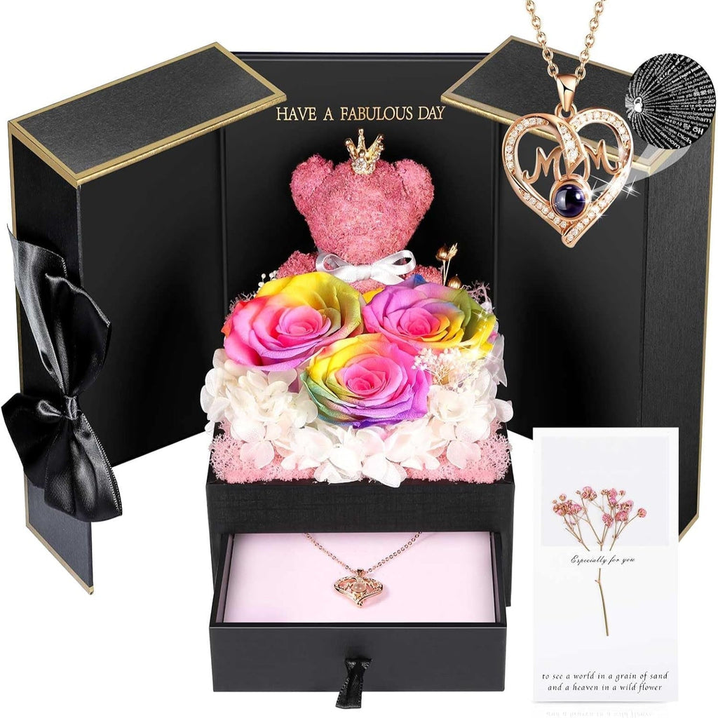 Collier orné d’une rose — Coffret de bijoux prêt à offrir