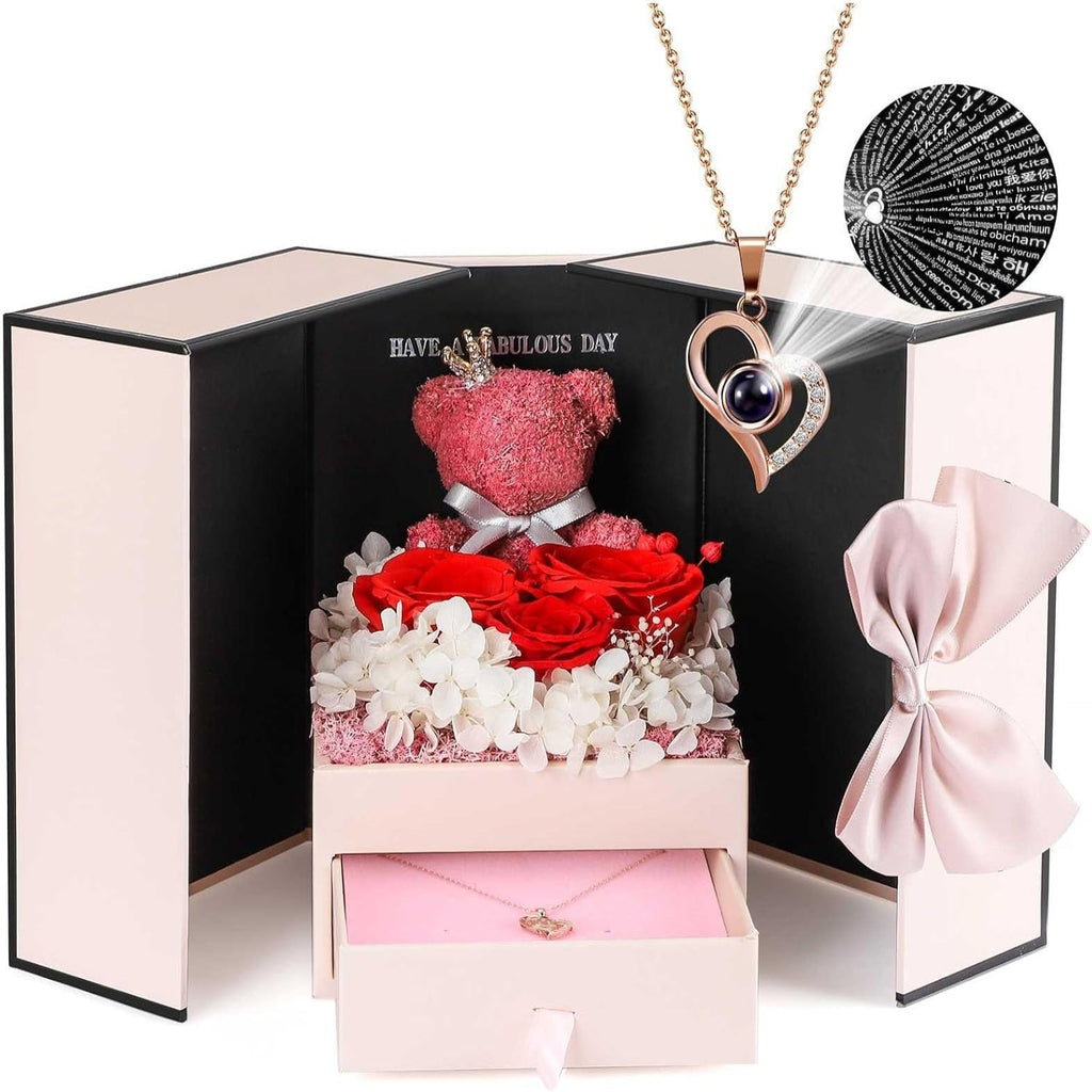 Collier orné d’une rose — Coffret de bijoux prêt à offrir