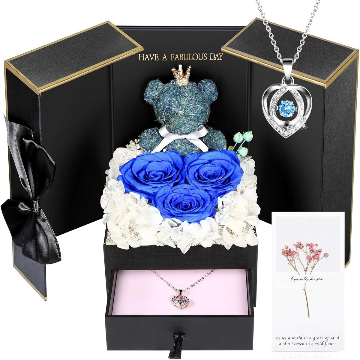 Collier orné d’une rose — Coffret de bijoux prêt à offrir