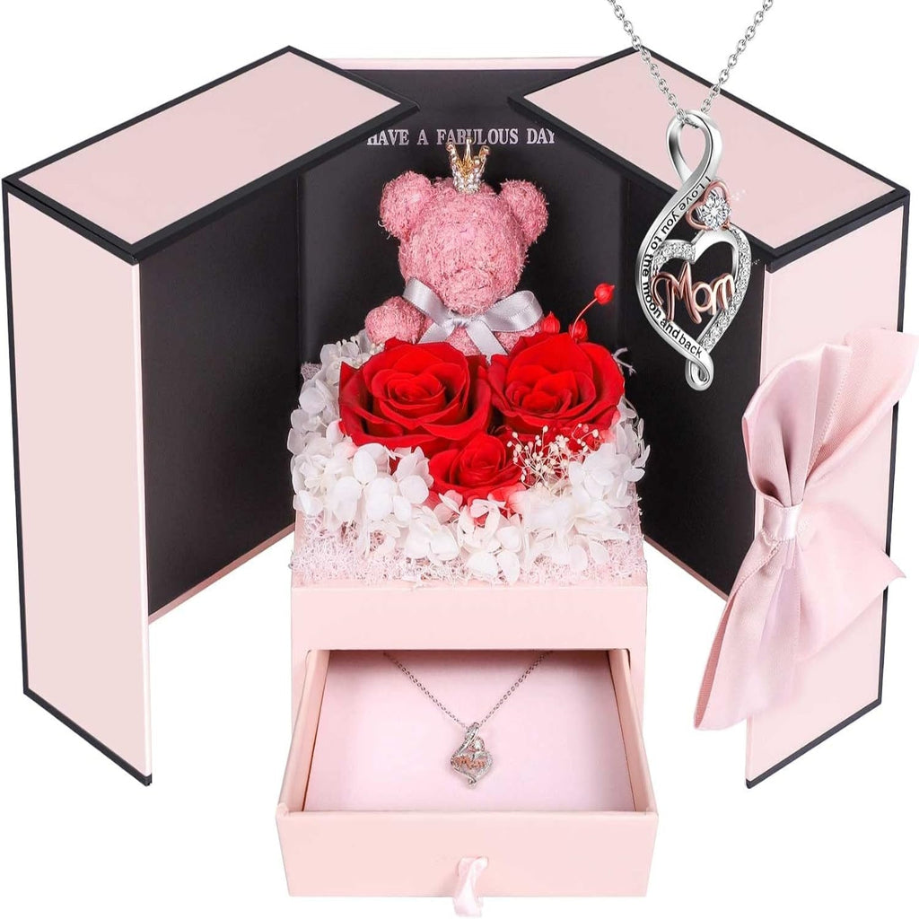 Collier orné d’une rose — Coffret de bijoux prêt à offrir