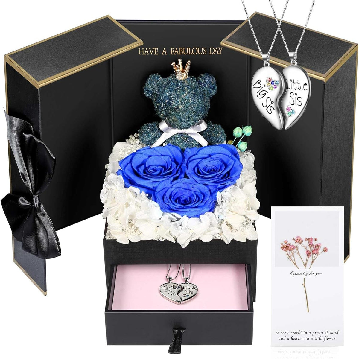 Collier orné d’une rose — Coffret de bijoux prêt à offrir