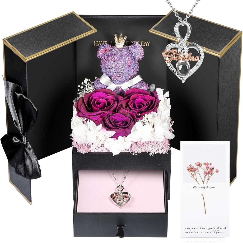 Collier orné d’une rose — Coffret de bijoux prêt à offrir