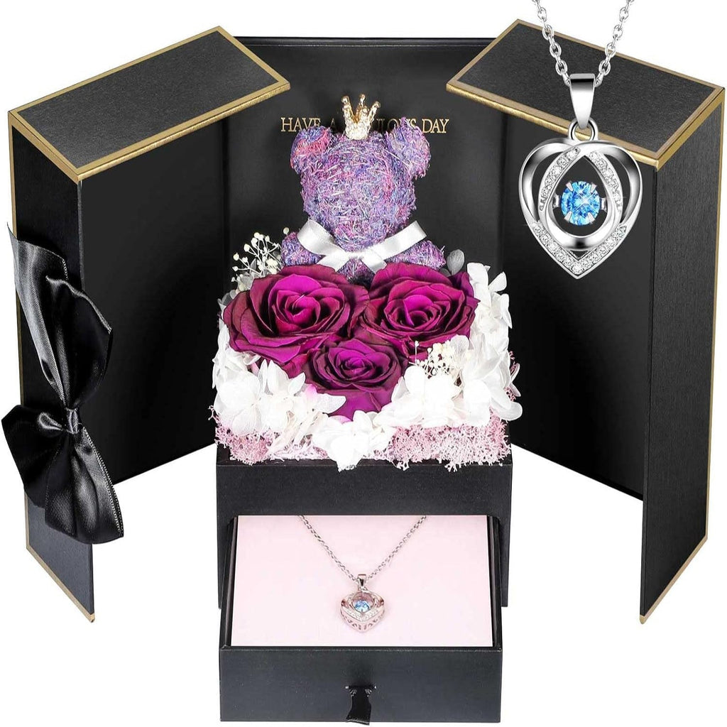 Collier orné d’une rose — Coffret de bijoux prêt à offrir