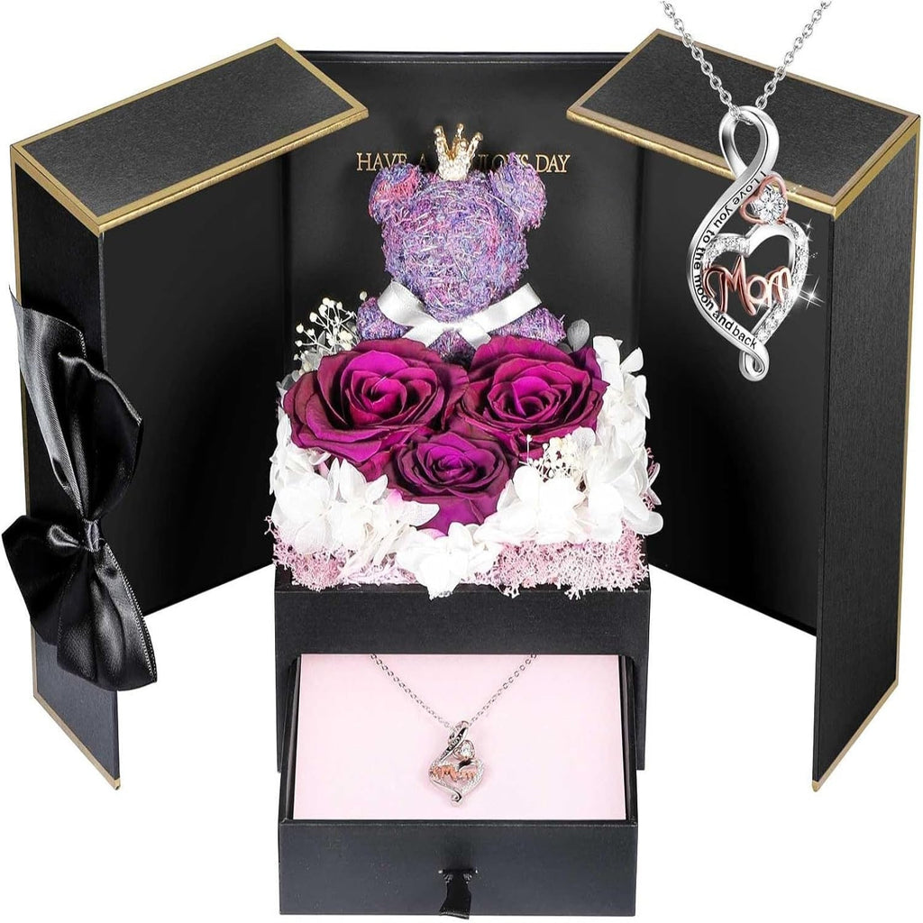 Collier orné d’une rose — Coffret de bijoux prêt à offrir
