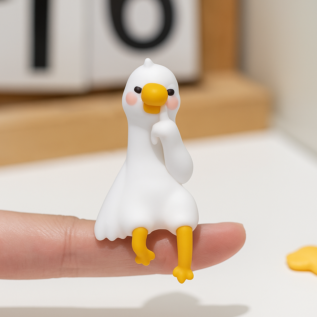 Figurine de canard cartoon en résine 3D – ornement décoratif lisse