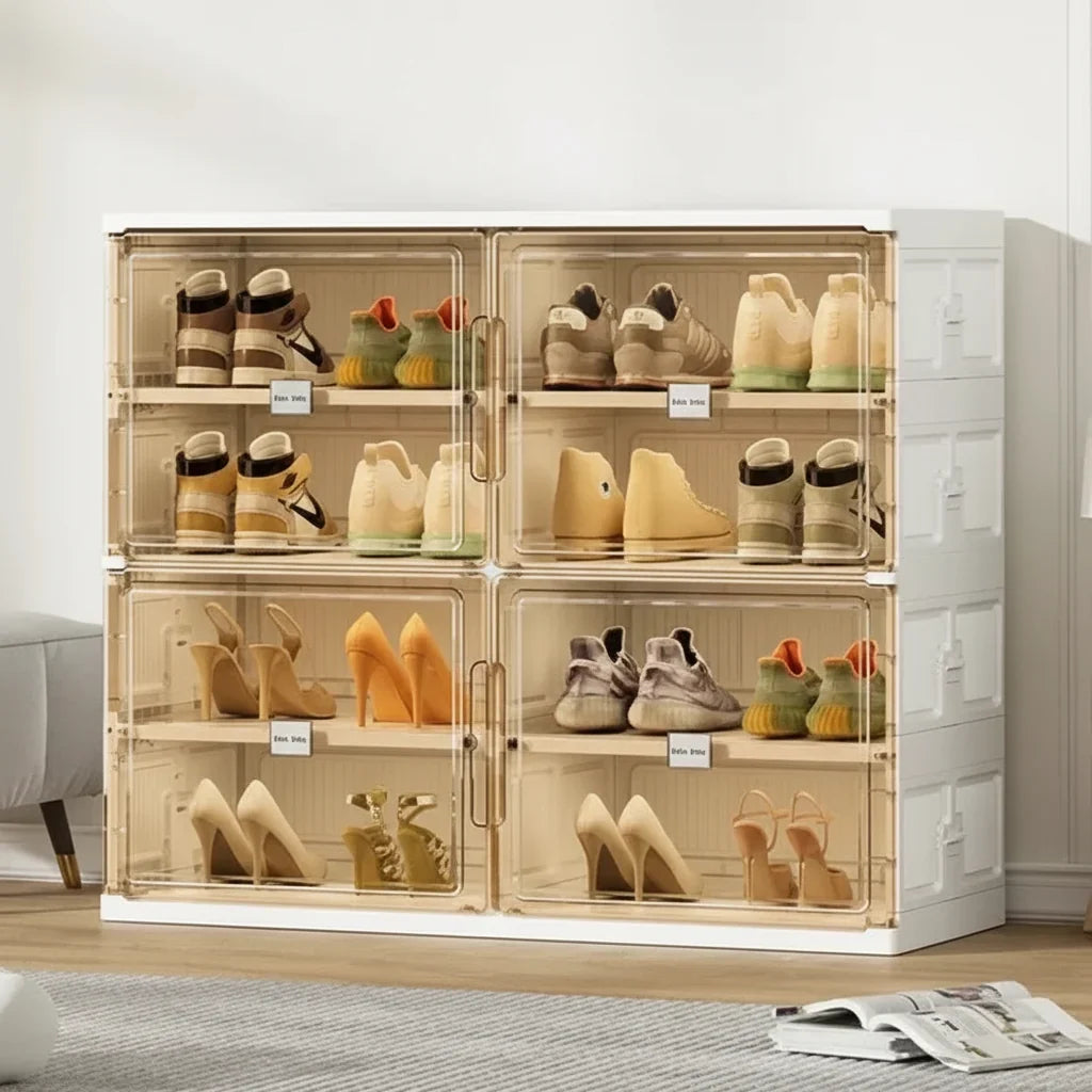 Stapelbarer transparenter Schuhschrank aus Kunststoff