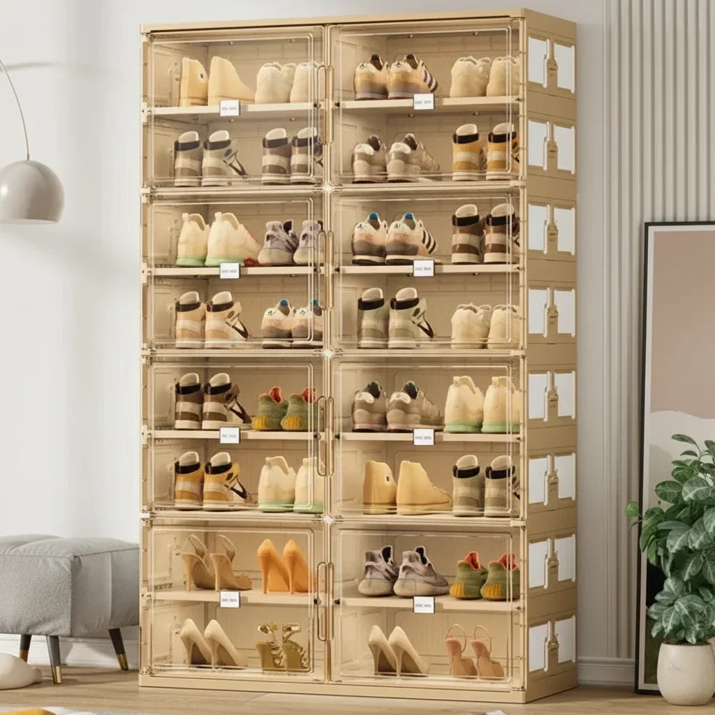 Stapelbarer transparenter Schuhschrank aus Kunststoff