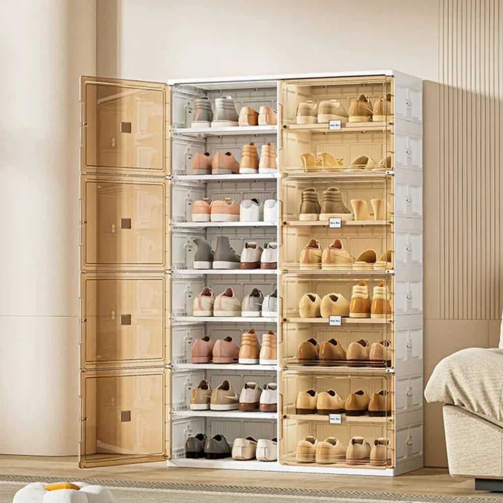 Stapelbarer transparenter Schuhschrank aus Kunststoff