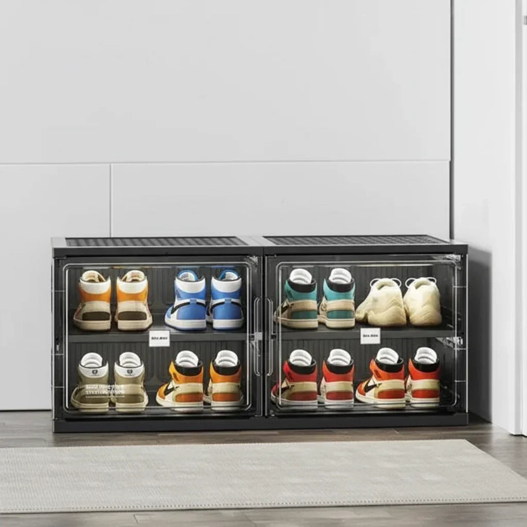 Stapelbarer transparenter Schuhschrank aus Kunststoff